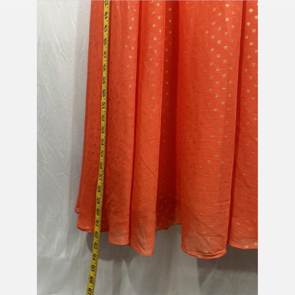 NWT MAC DUGGAL [ 6 ] Chiffon Polka Dot Ruffled One Shoulder Gown Tangerine Orang - Picture 7 of 13